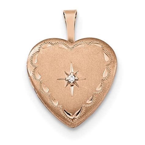 Sterling Silver Rose Gold Plated Diamond 16mm Satin D C Heart