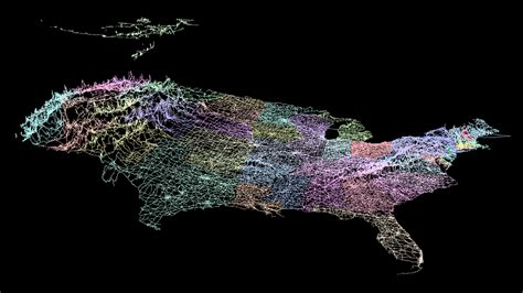 Digital Usa Map Curved Projection With Cities And Hig