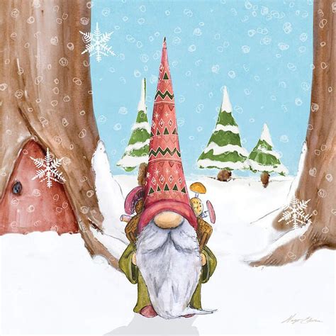Winter Gnome I Art Print By Hugo Edwins Icanvas In 2021 Christmas