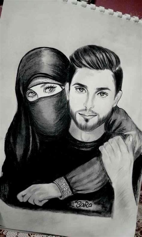 Muslim Couples Pencil Drawing Bestpencildrawing
