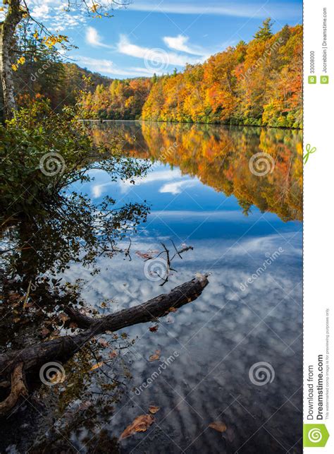 Autumn Color Surrounds Mirror Lake In Fall Stock Photo Image Of