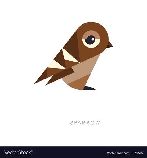 Abstract Geometric Symbol Of Brown Sparrow Vector Image