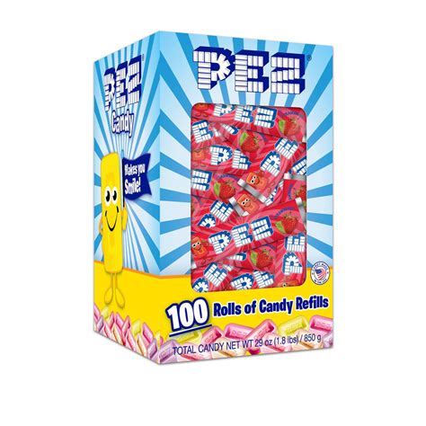 Bulk Strawberry Pez Candy Refills In Display Box 100 Rolls Pez