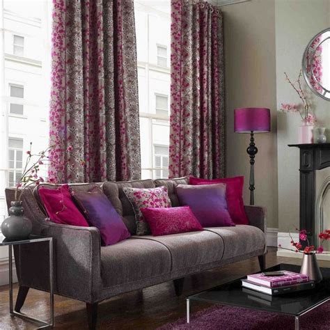 Contemporary Style Living Room In Charcoal Grey Orchid Purple And