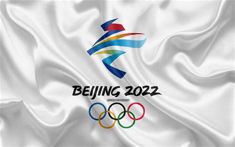 Download Wallpapers 2022 Winter Olympics Logo 4k Silk Flag Beijing