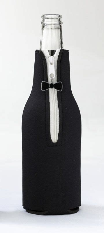 A Black And White Bottle With A Bow Tie On It