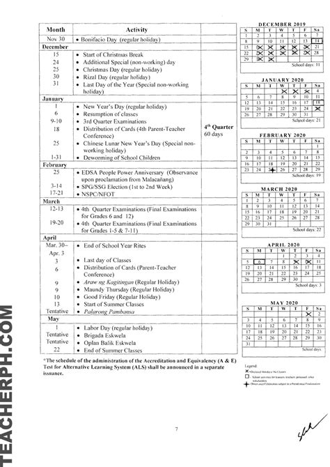 Deped School Calendar For School Year 20192020 Teacherph