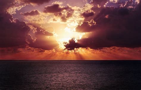 Orange Sunrise Over The Ocean Free Image Download