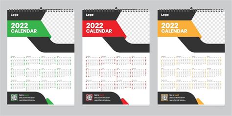 Free Single Page Wall Calendar 2022 Template Design Idea 2787518 Vector