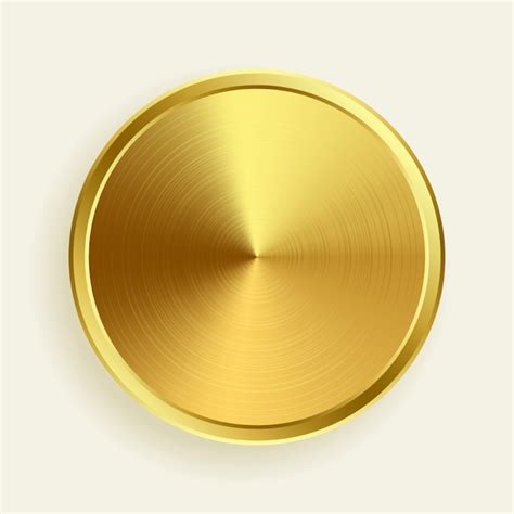 Free Vector Realistic Gold Metallic Button In Brushed Surface Texture