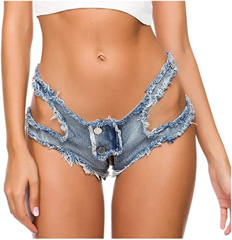 Yanfang Pantalones Cortos Vaqueros Para Mujeres Sexy Jeans Shorts Denim Ripped Hole Cintura Baja