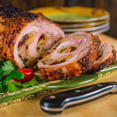 To roast pork loin in the oven, preheat the oven to 375 °f and combine the salt, pepper, and garlic. Stuffed Pork Loin Roast with Sausage, Cherries, and Fennel ...