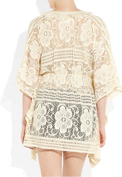 Anna Sui Floral Crochet Tunic In Beige Ivory Lyst