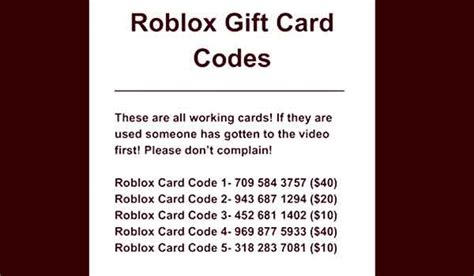 Codes older than 1 week may be expired. Real Robux Gift Card Codes
