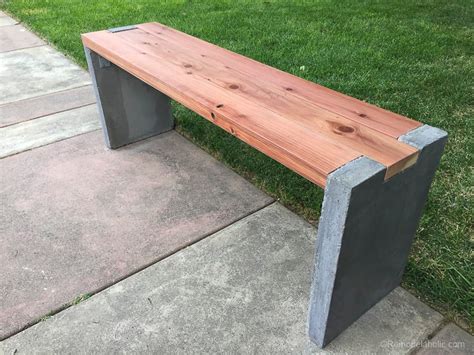 Remodelaholic Modern Outdoor Diy Concrete Bench With Redwood Seat
