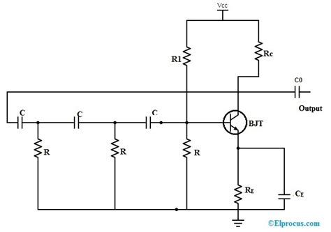 Rc Phase Shift Oscillator Circuit Using Bjt Frequency And Applications