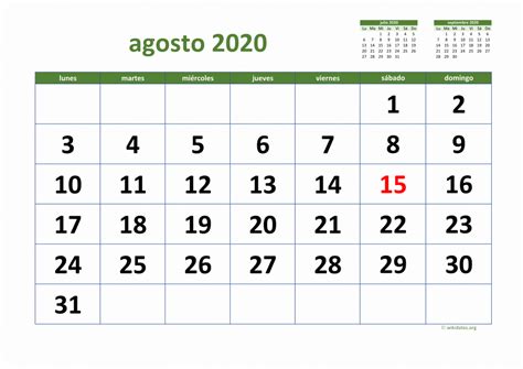 Calendario Agosto 2020