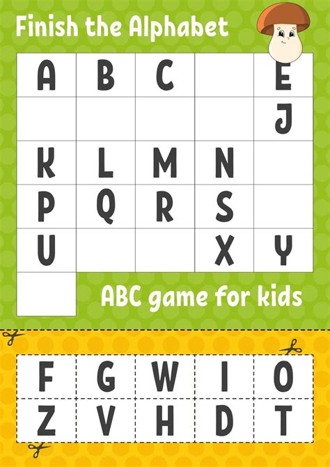Finish The Alphabet Abc Game For Kids Cut And Glue Education