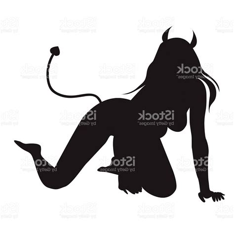 Vector Of Beautiful Sexy Devil Women Silhouettes Isolated On White Gm