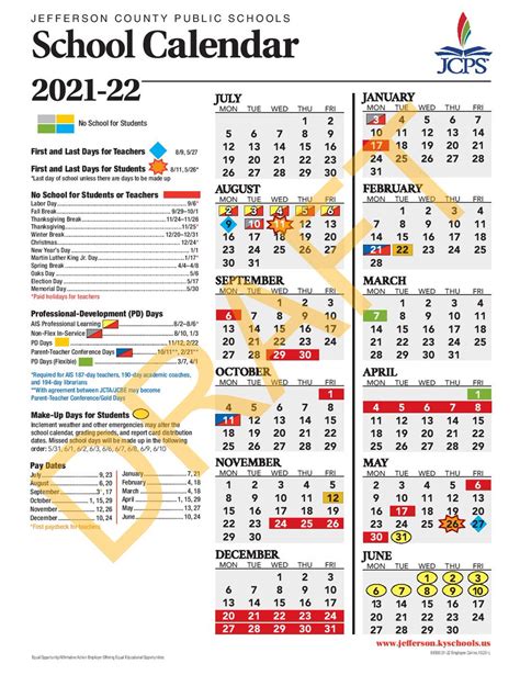 Jefferson Counnty 2022 Calendar Academic Calendar 2022