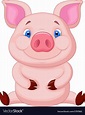 Cute baby pig cartoon sitting Royalty Free Vector Image