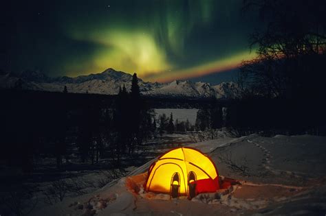 Tent Camping Winter Northern Lights Photograph By Calvin Hall