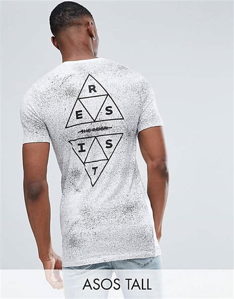 Asos Tall Longline Muscle T Shirt With Splatter And Triangle Print Asos