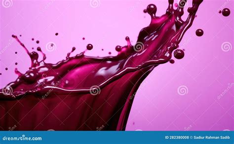 Red Liquid Splash Flowing Purple Liquid Beetroot Juice Or Berry Juice