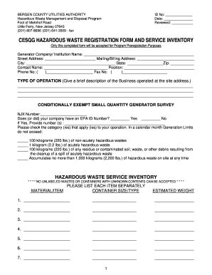 Fillable Online Bcua Cesqg Hazardous Waste Registration Form And