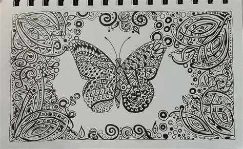 Butterfly Sketch Book Butterfly Black And White Zentangle Flowers