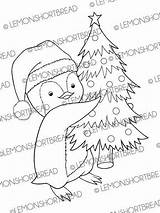 Penguin Christmas Coloring Tree Stamp Digital Digi Etsy Scrapbooking sketch template