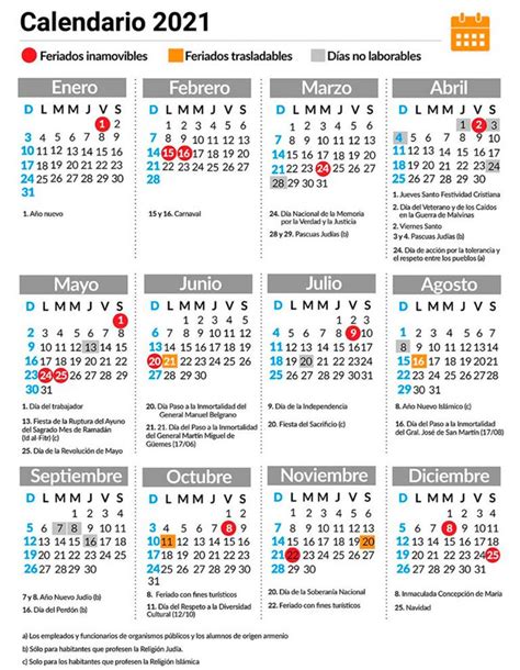 El Calendario Oficial De Feriados 2021