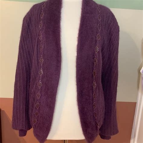 Rare Vintage Angora Cardigan Sweater Deep Purple Size M Etsy