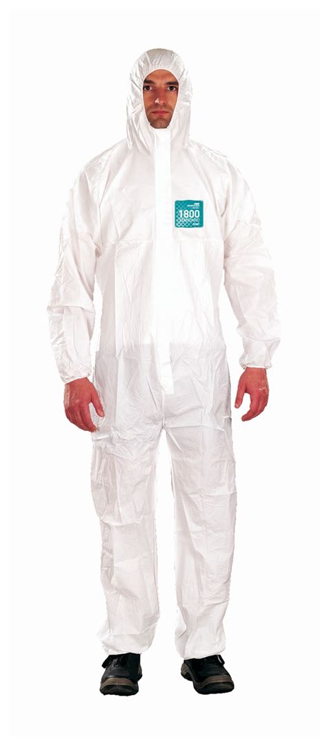 Ansell Alphatec Microchem 68 1800 White Coveralls With Hoodpersonal