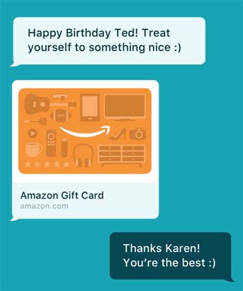 Maybe you would like to learn more about one of these? You can now send Amazon gift cards via text message or messaging apps like WhatsApp or Snapchat ...