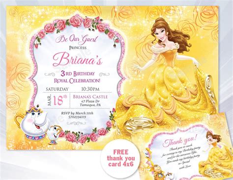 Belle Invitation Beauty And The Beast Princess Belle Belle