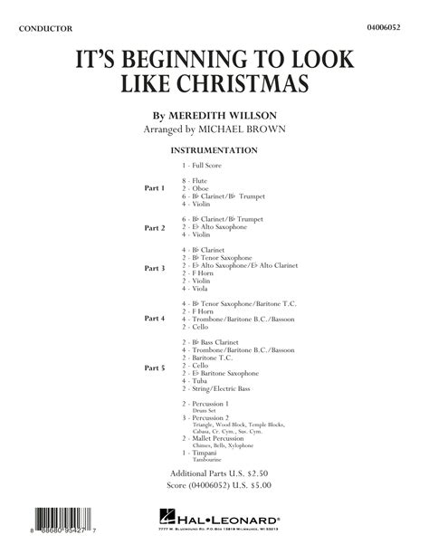 It S Beginning To Look Like Christmas Arr Michael Brown Conductor Score Full Score Sheet