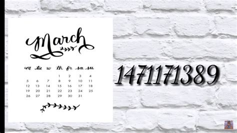 Bloxburg Calendar Codes
