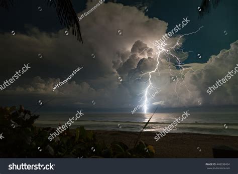 Severe Lightning Storm Over Ocean Stock Photo 448038454 Shutterstock