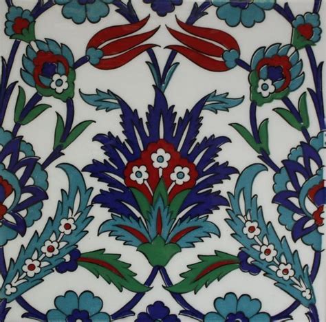 Turkish X Iznik Carnation Tulip Pattern Ceramic Tile Turkish