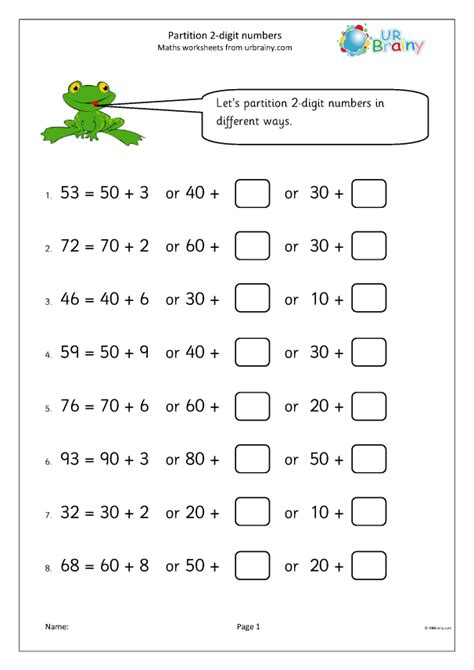 Partitioning Numbers In Different Ways Year 3 Worksheet
