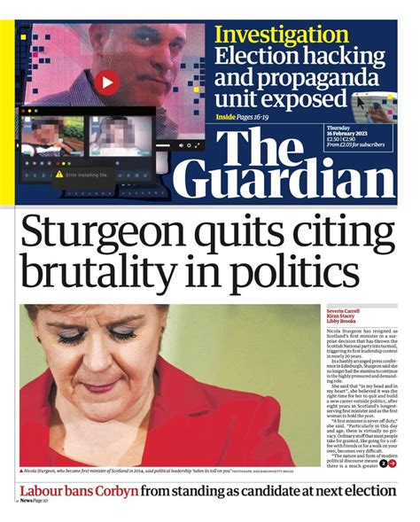 Guardian Front Page 16th Of February 2023 Tomorrows Papers Today