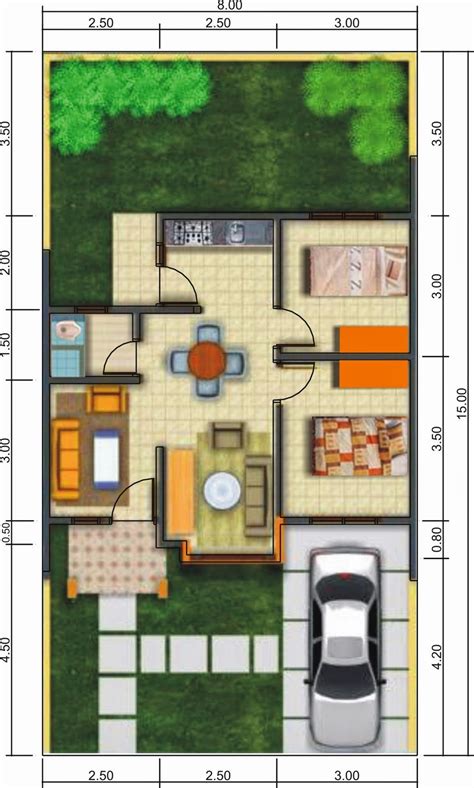 Desain model denah dan tampak rumah minimalis 2 lantai di takalar via pinterest.com. Denah Rumah Minimalis 1 Lantai Ukuran 8x10 | Desain Rumah ...