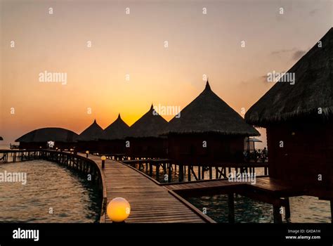 Water Bungalows In The Maldives Stock Photo Alamy