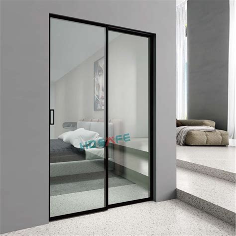 Hdsafe Aluminum Black Frame Bedroom 2 Panels Patio Sliding Door Indoor