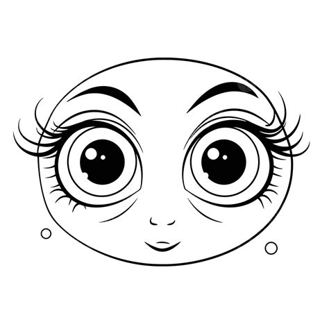 흑백 개요 스케치에서 큰 눈을 그리는 만화 소녀 벡터 아름다운 눈 그리기 아름다운 눈 개요 아름다운 눈 스케치 Png