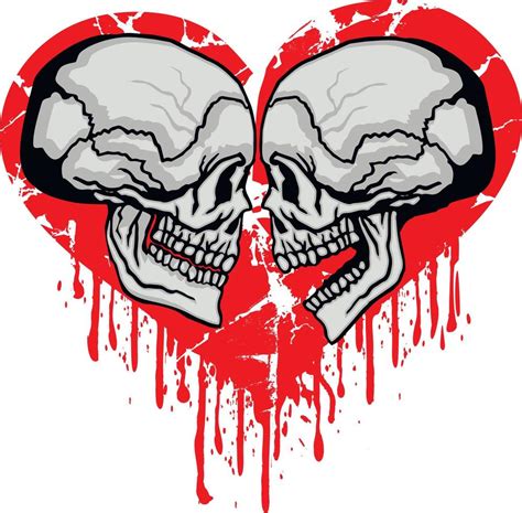 Valentine Skull With Heart Grunge Vintage Design T Shirts 18916008
