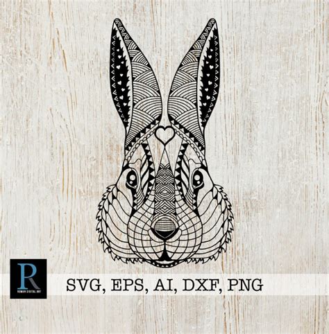 Zentangle Rabbit Svg Mandala Rabbit Svg Single Layered Etsy