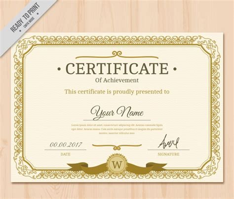 Certificado Clásico Vintage Dorado Birth Certificate Form Certificate