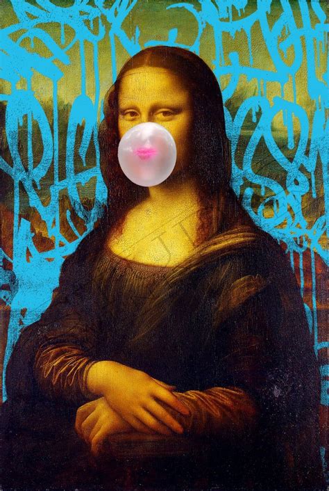 Mona Lisa Print With Bubblegum Funny Graffiti Art Urban Art Etsy